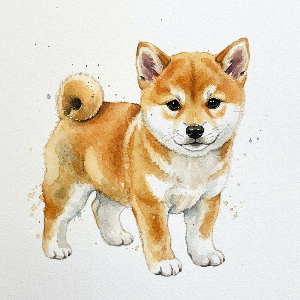柴犬・水彩画